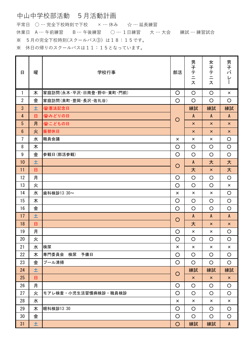 R７ 練習計画　５月.pdfの1ページ目のサムネイル